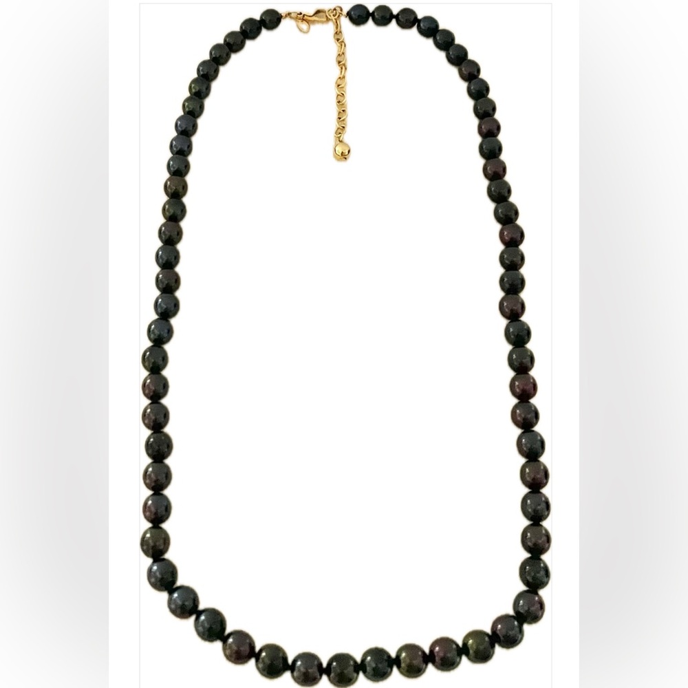 Joan Rivers Faux Black Pearl and Gold Tone Necklace 32” Long